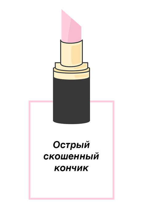 характер по помаде Острый скошенный кончик