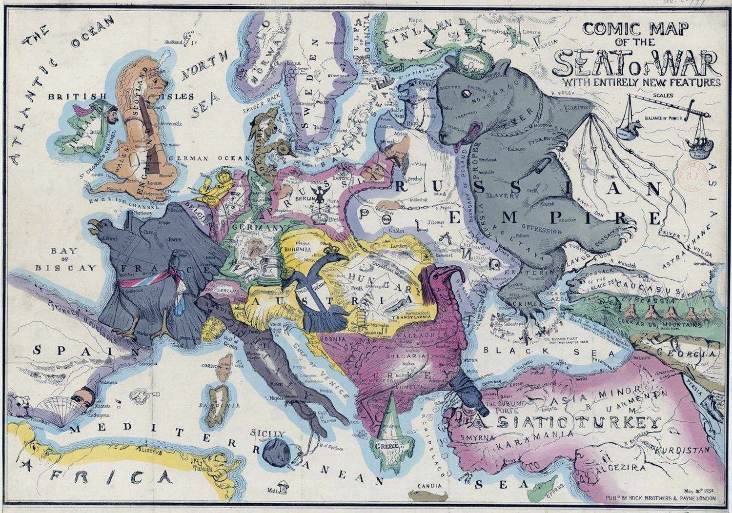 europe comic map 1854