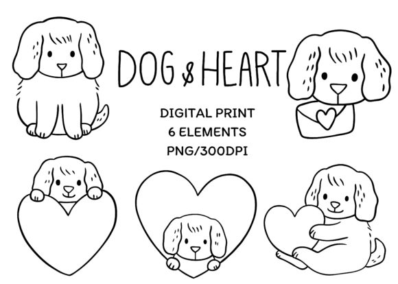 Dog and Heart Coloring Page Design