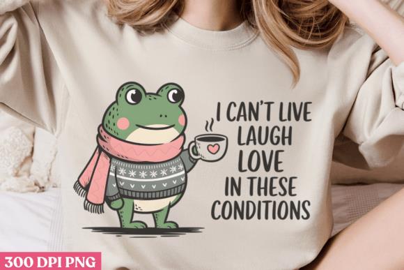 Humorous frog design with coffee cup and sarcastic text