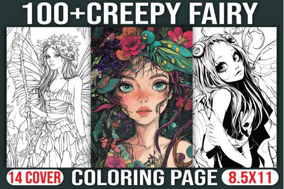 100 Creepy Fairy Coloring Book Cover