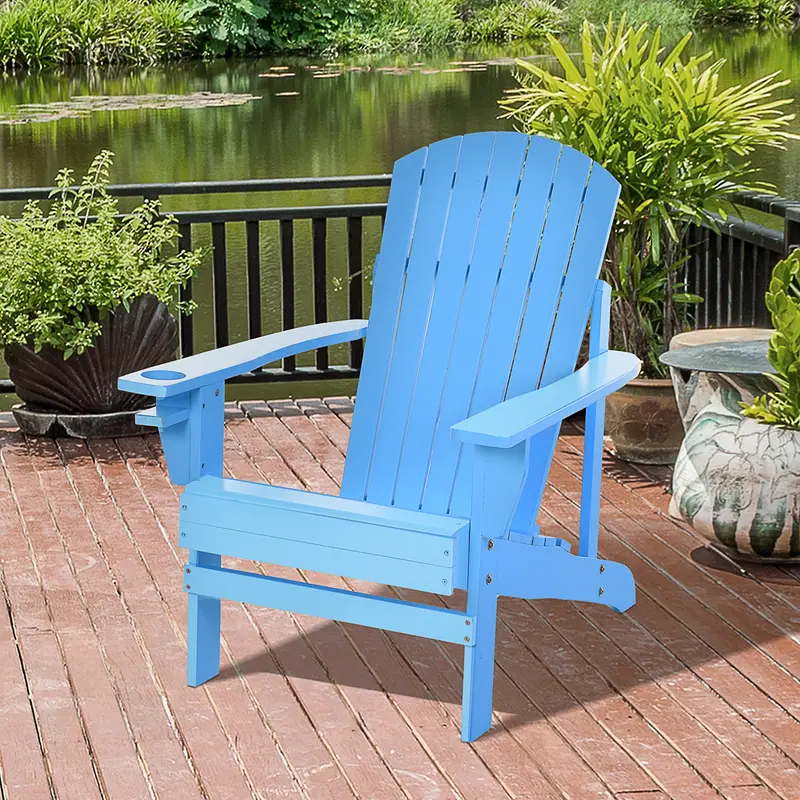 Blue Adirondack Chair with Cup Holder