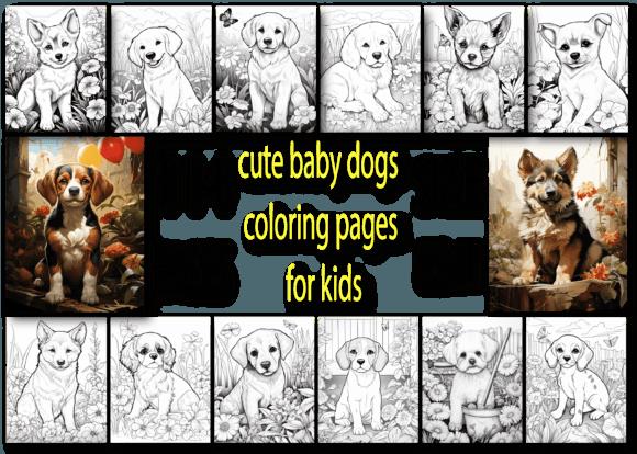 Cute Baby Dogs Coloring Book Cover