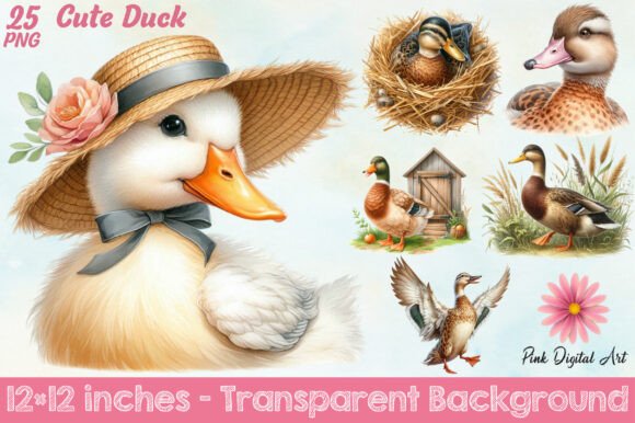 Watercolor Duck Clipart Collection