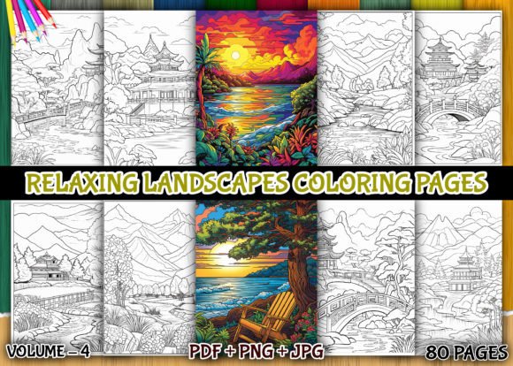 Relaxing Landscapes Coloring Pages Collection