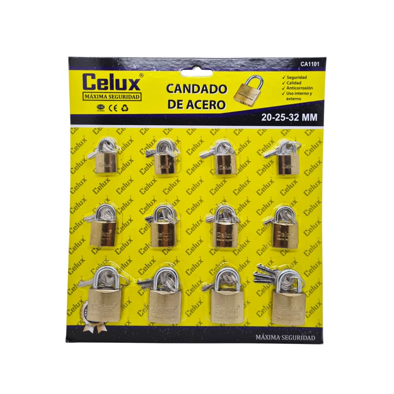 CANDADO ACERO DORADO SET 4*(20+25+32) CELUX