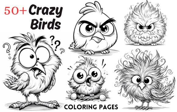 Crazy Birds Coloring Pages cover featuring whimsical bird illustrations