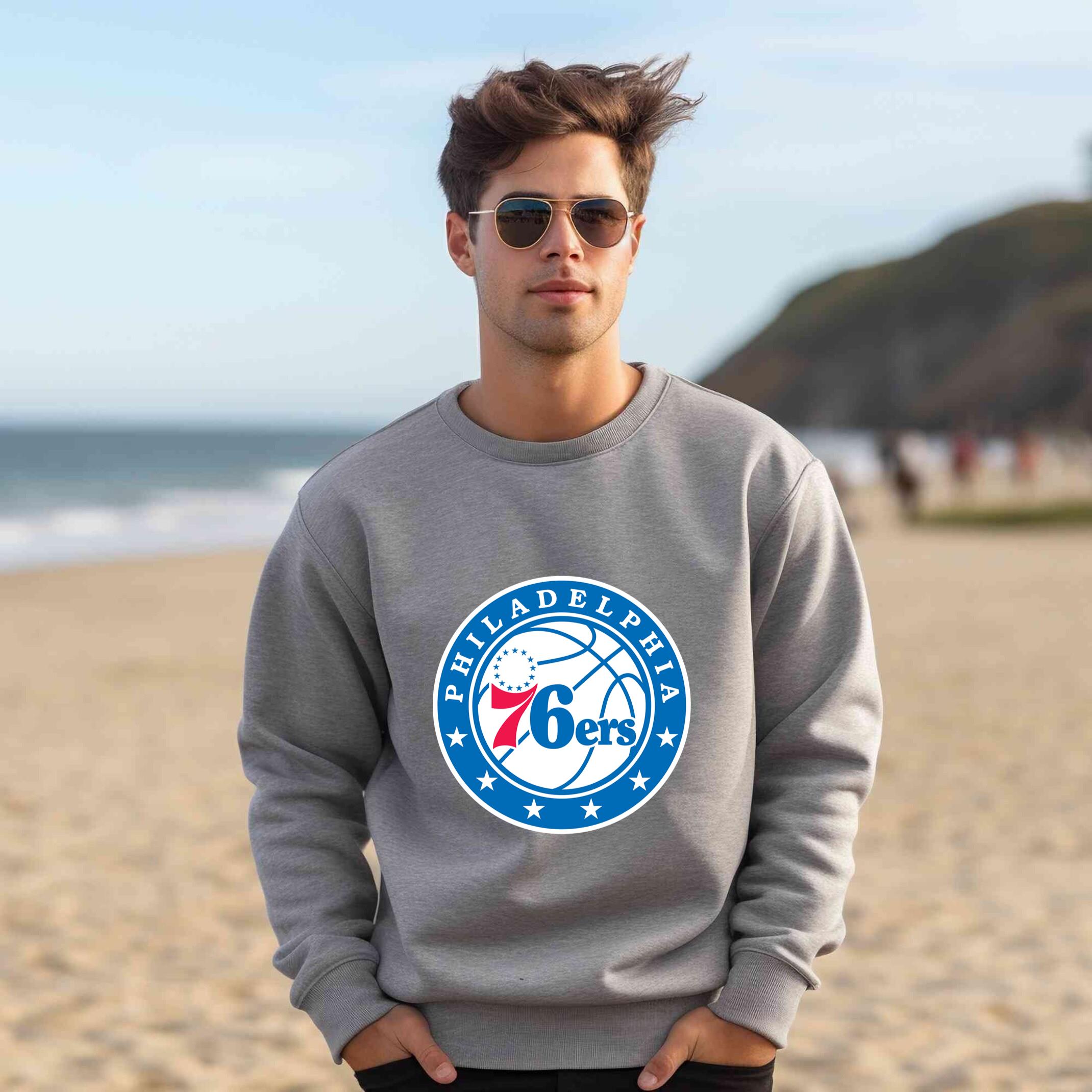 Alternative view of Philadelphia 76ers Team Fan Apparel Adult Sweatshirt, Ultimate Logo Sweatshirt