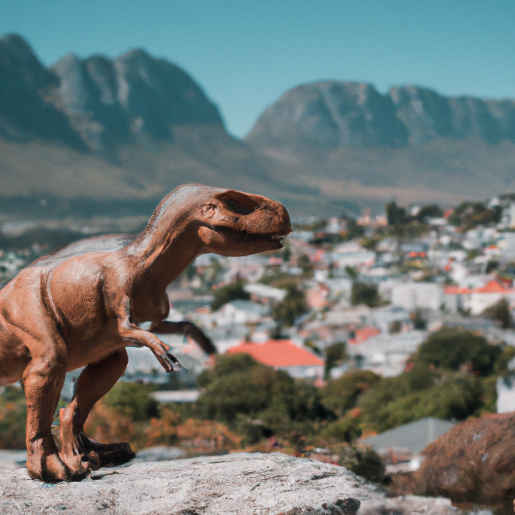 A Dinosaur exploring Cape Town, photography