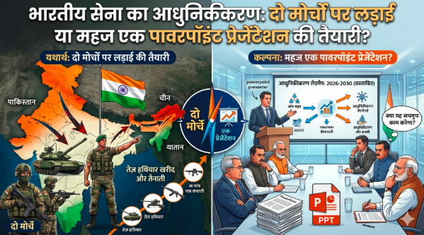 भारतीय सेना का आधुनिकीकरण: दो मोर्चों पर लड़ाई या महज एक पावरपॉइंट प्रेजेंटेशन की तैयारी?