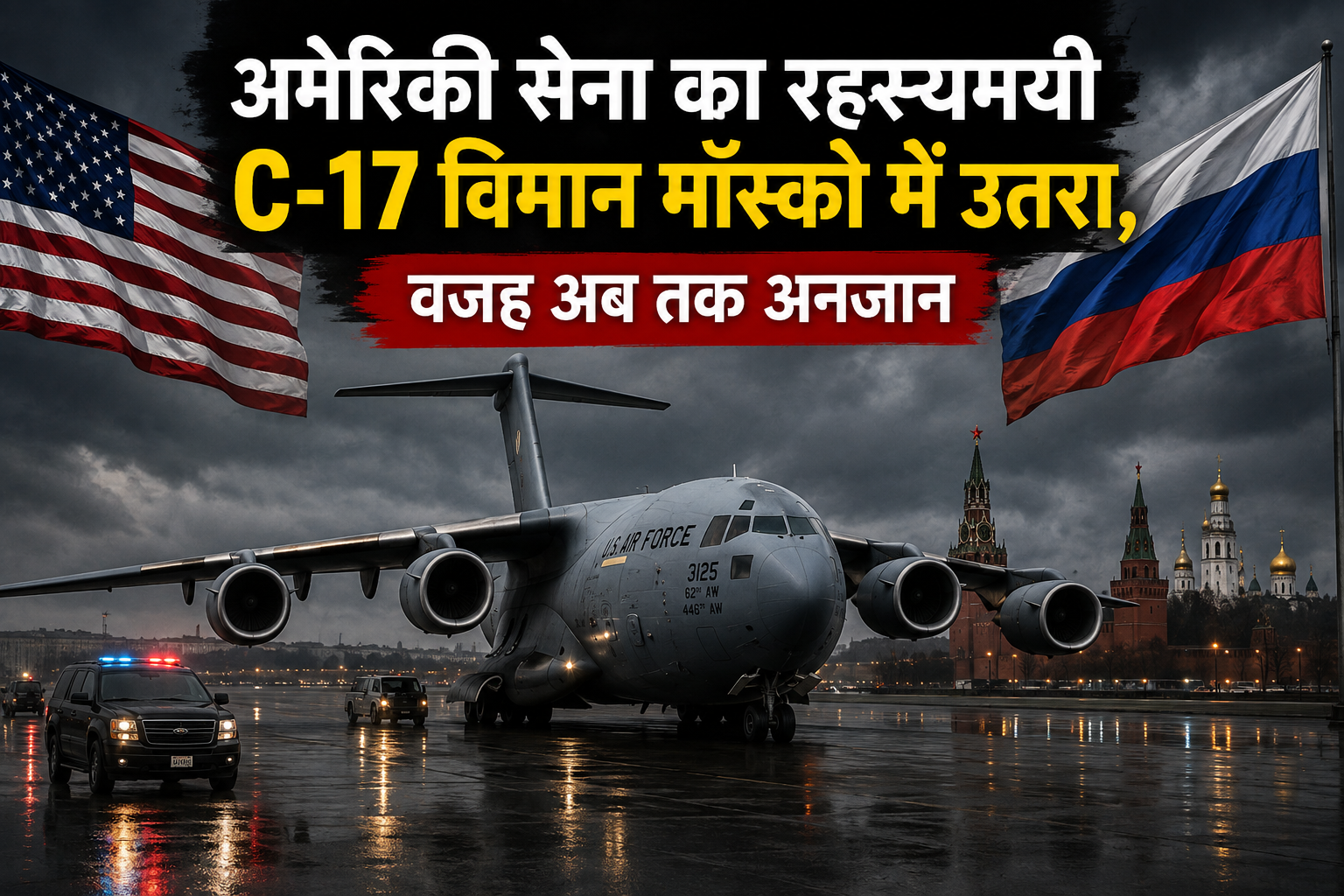 अमेरिकी सेना का रहस्यमयी C-17 विमान मॉस्को में उतरा, वजह अब तक अनजान