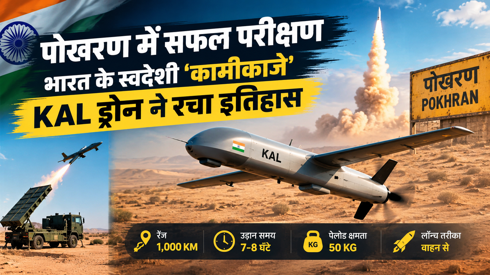 पोखरण में KAL ड्रोन का सफल परीक्षण, जानें इसकी खासियत