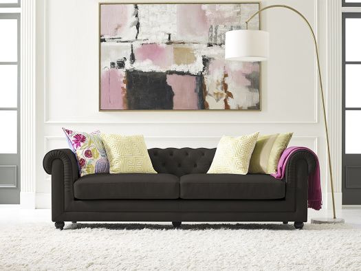 Elle Decor Amery Tufted Sofa, Chenille, Gray Elle Decor Amery Tufted Sofa, Chenille, Gray