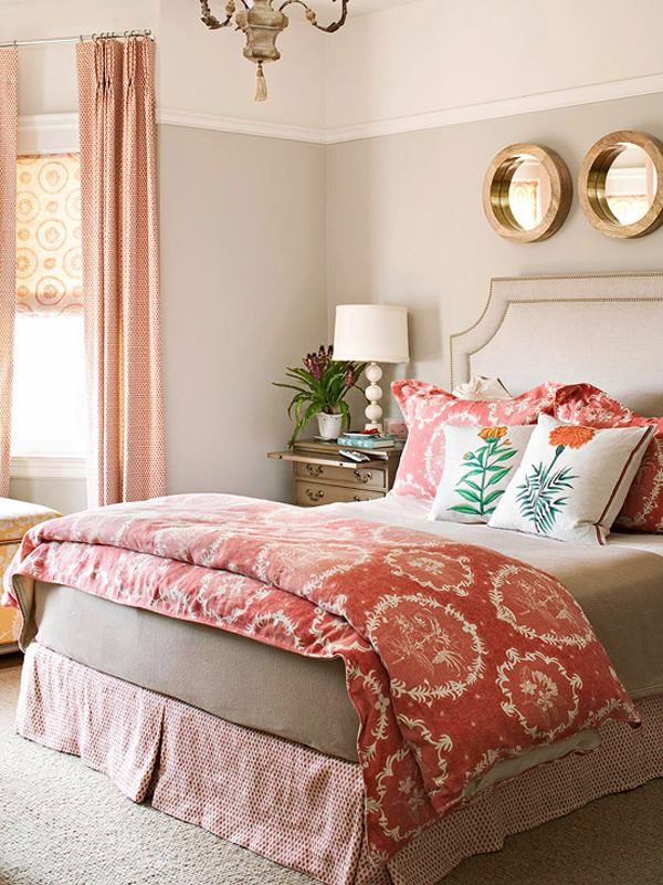 Bedroom Incorporating the Color Trend for 2019 "Living Coral"