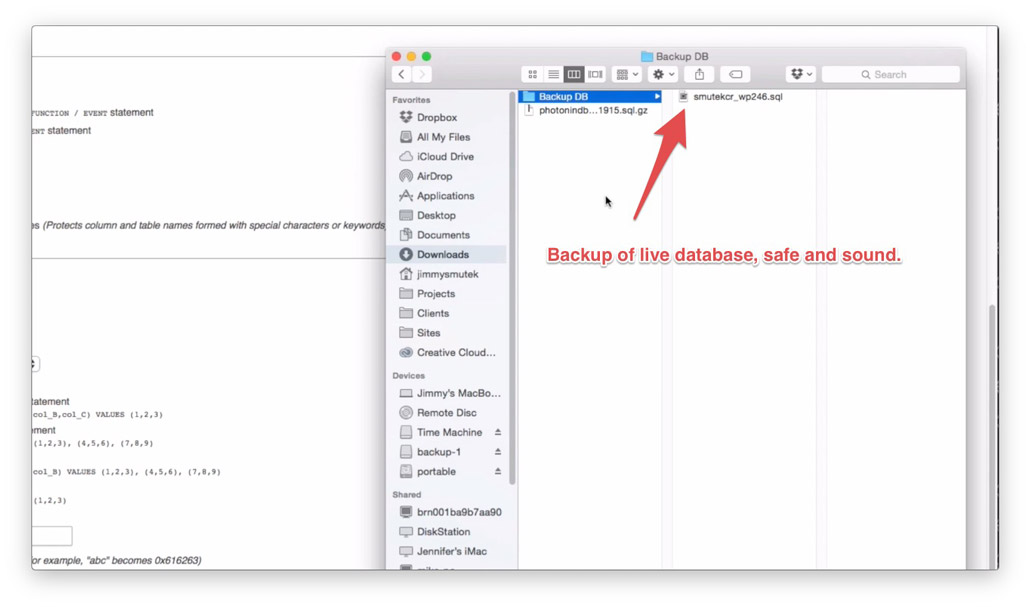 Image of live database downloaded and secured