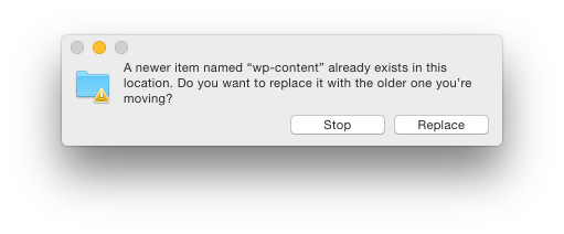 Replace warning dialog