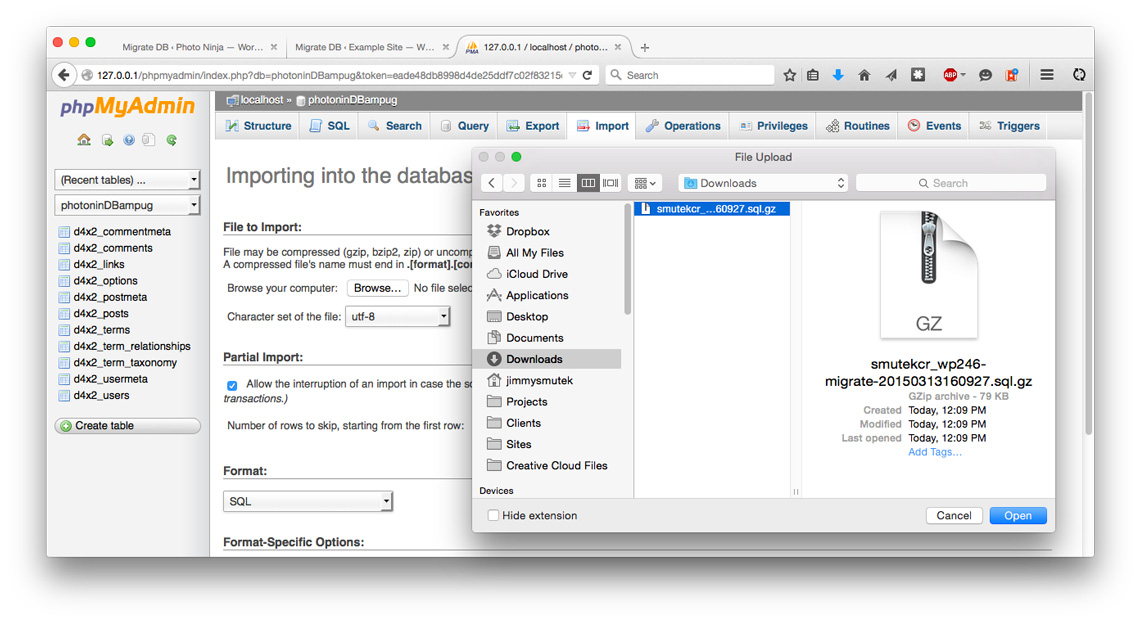 PHPMyAdmin browsing for the DB