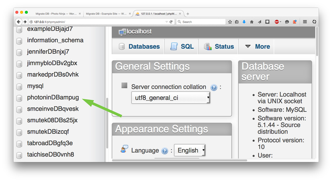PHPMyAdmin enlarged.