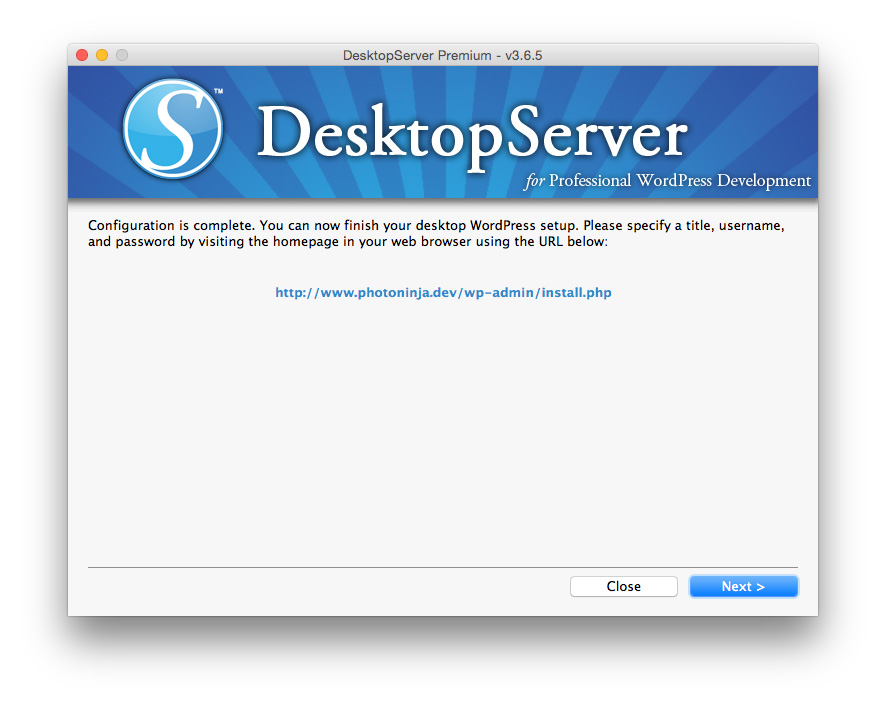 Desktop Server configuration complete