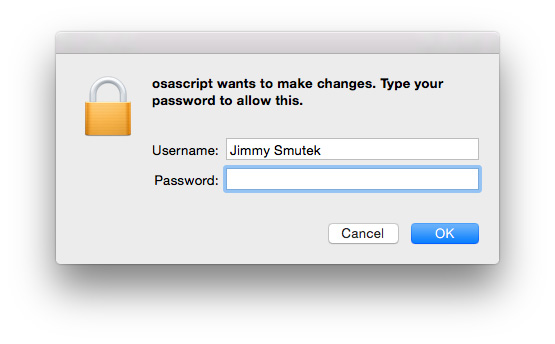 OS Dialog asking for admin priivleges