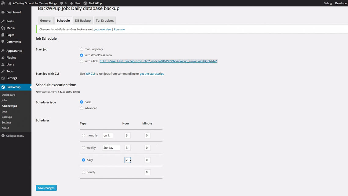 Database daily backup scheduled