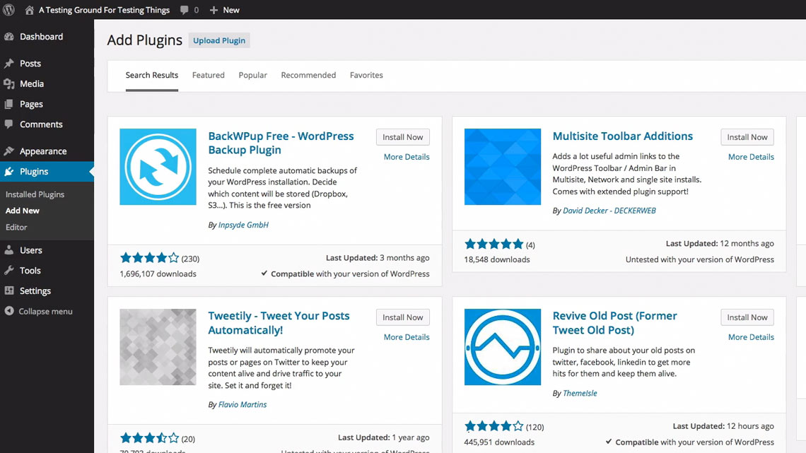 Backwpup plugin from the wp admin plugin browser