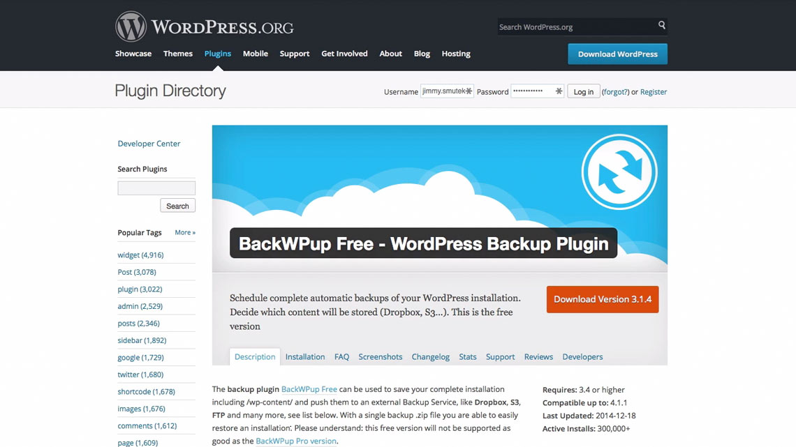 Image of backwpup plugin on the plugin directory