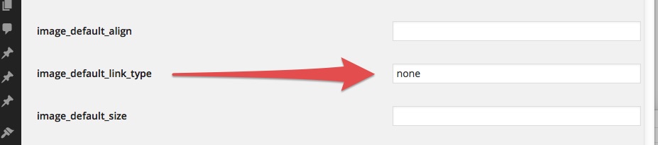 Image of image link type changed to none