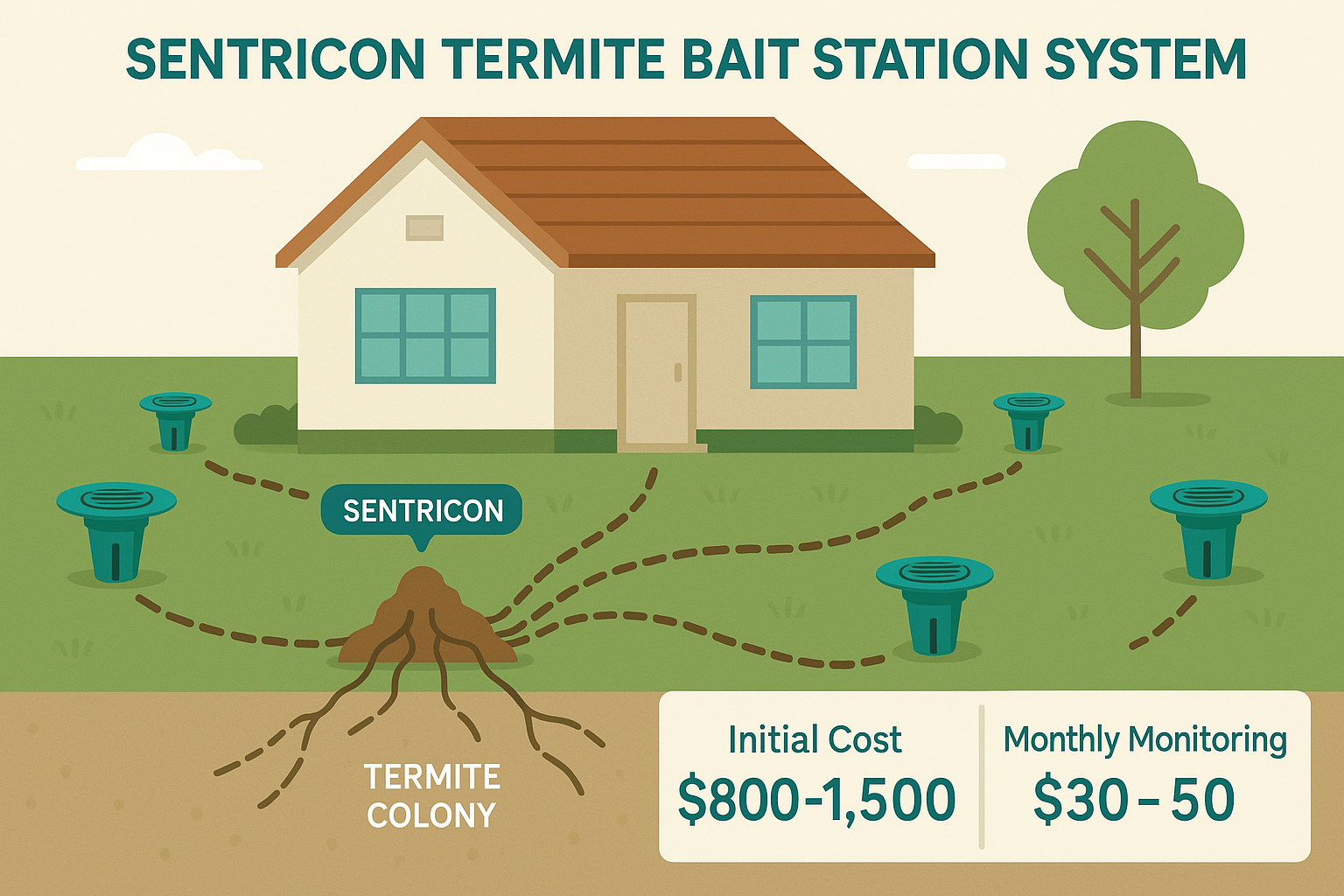 Sentricon bait station layout and cost overview