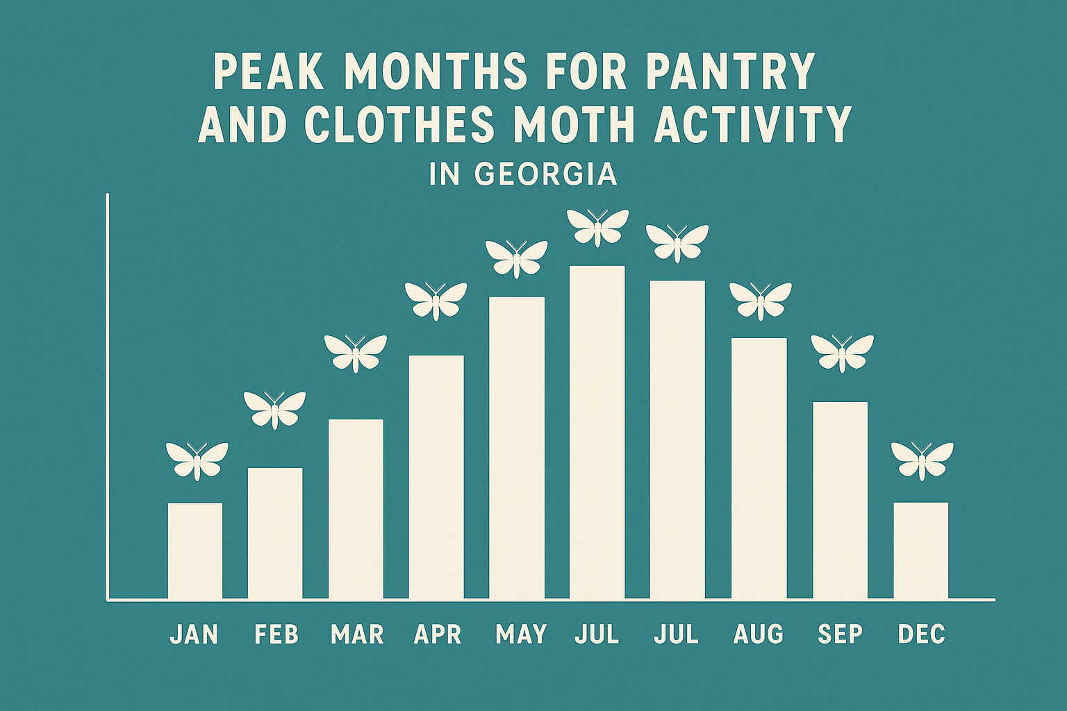Seasonal activity chart for pantry and clothes moths in Georgia