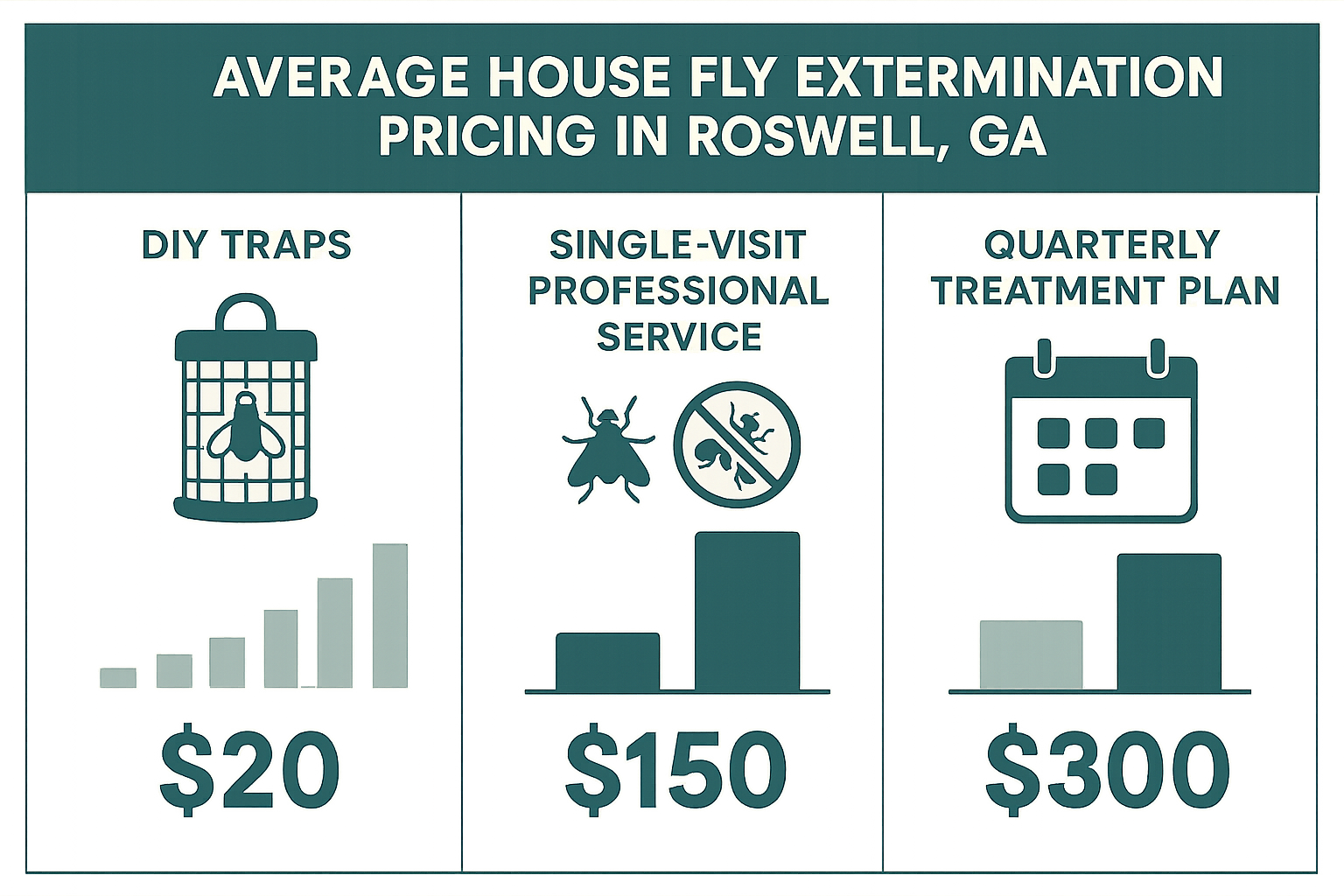 Pricing comparison infographic for house fly treatment options