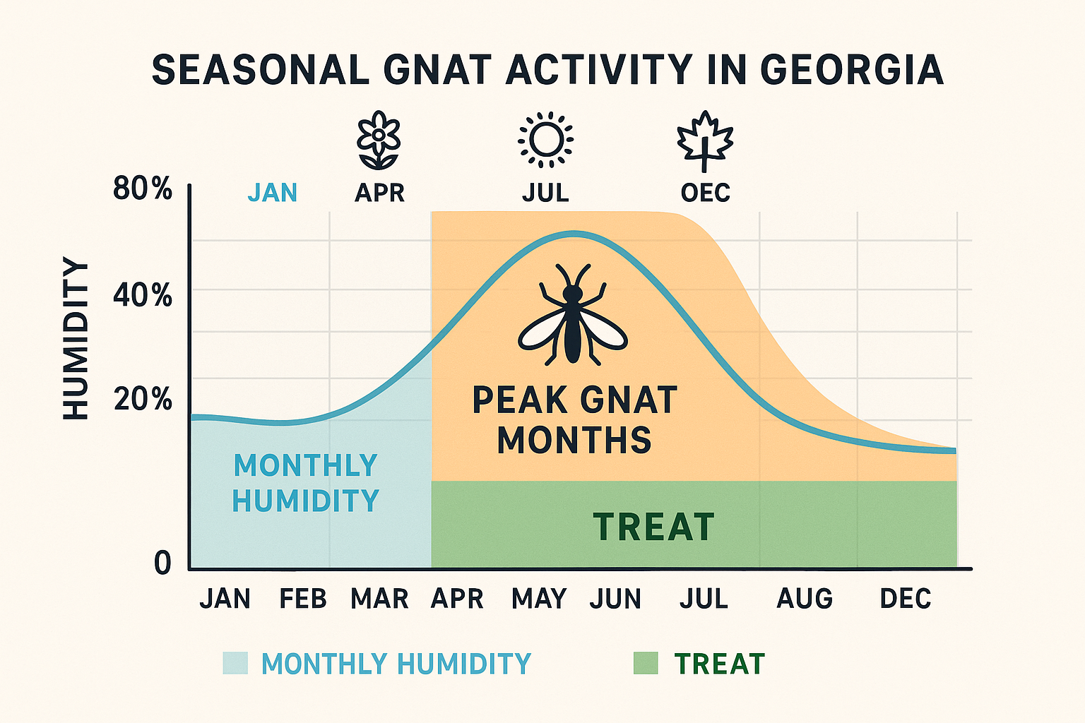 Seasonal gnat activity chart for Georgia