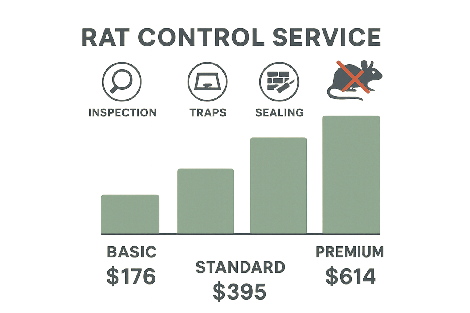 Illustration of a professional rat control technician inspecting a home