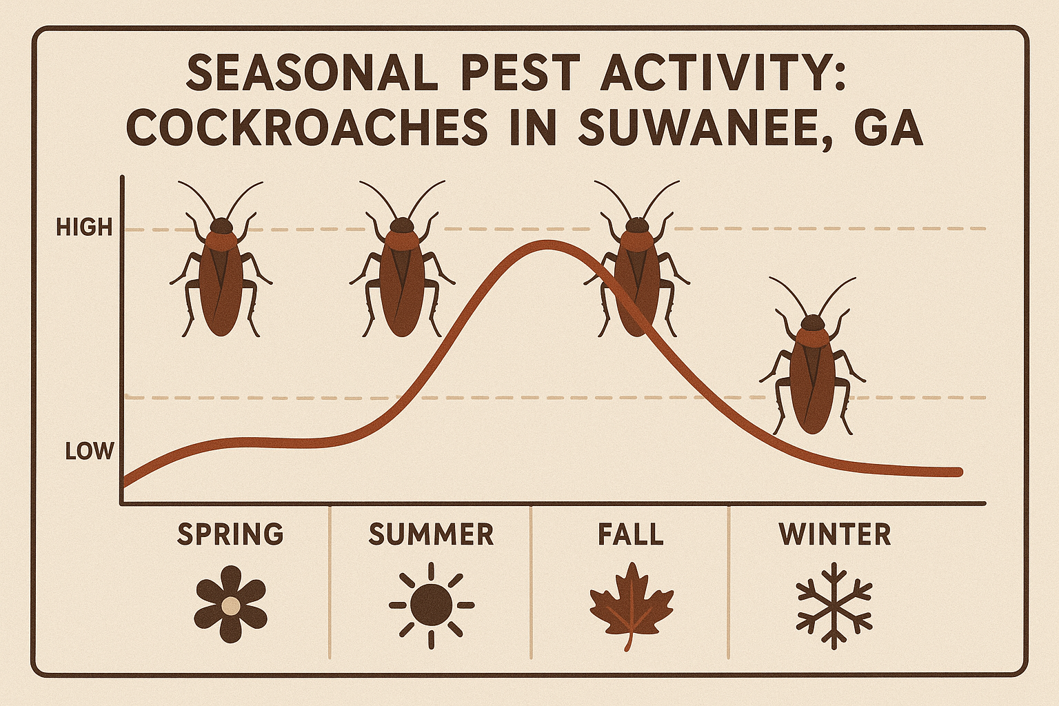 Seasonal cockroach activity chart for Suwanee, GA