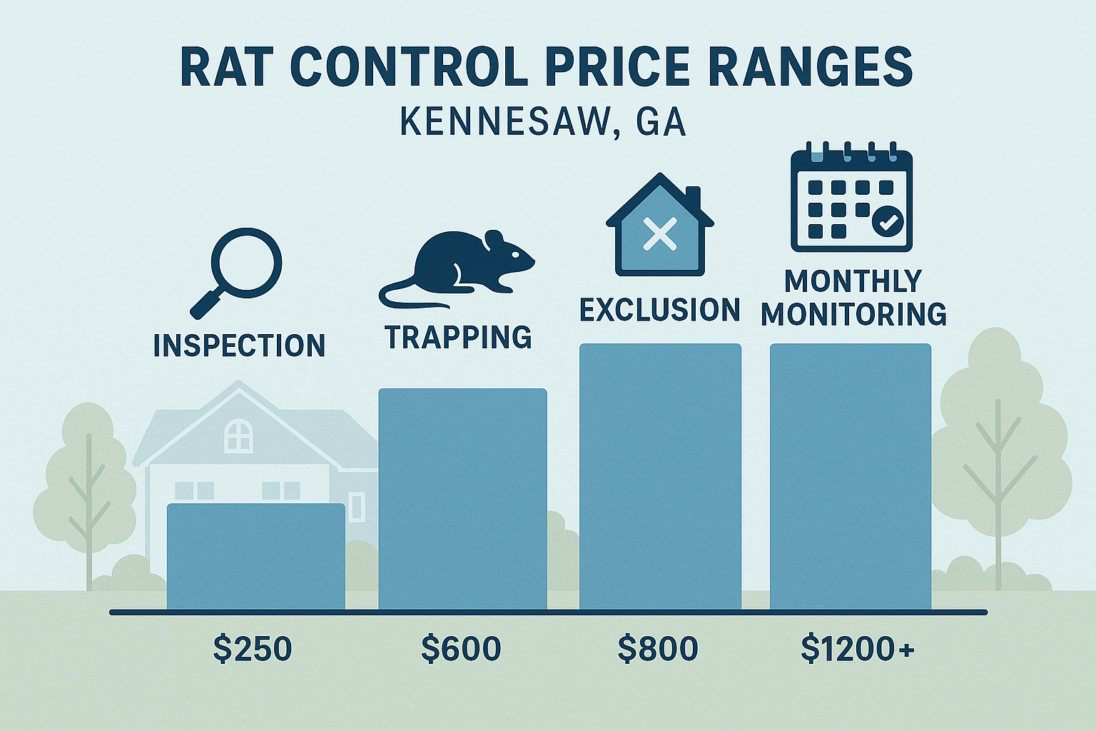 Bar chart showing cost breakdown for rat control services in Kennesaw