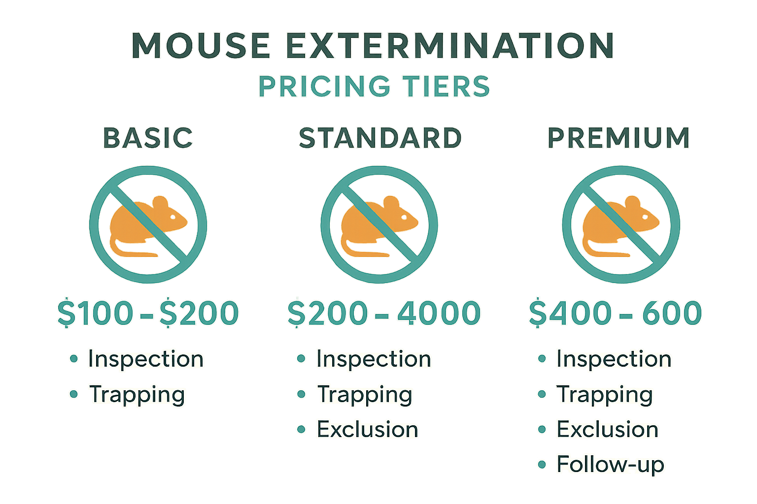 Mouse extermination pricing tiers and features comparison