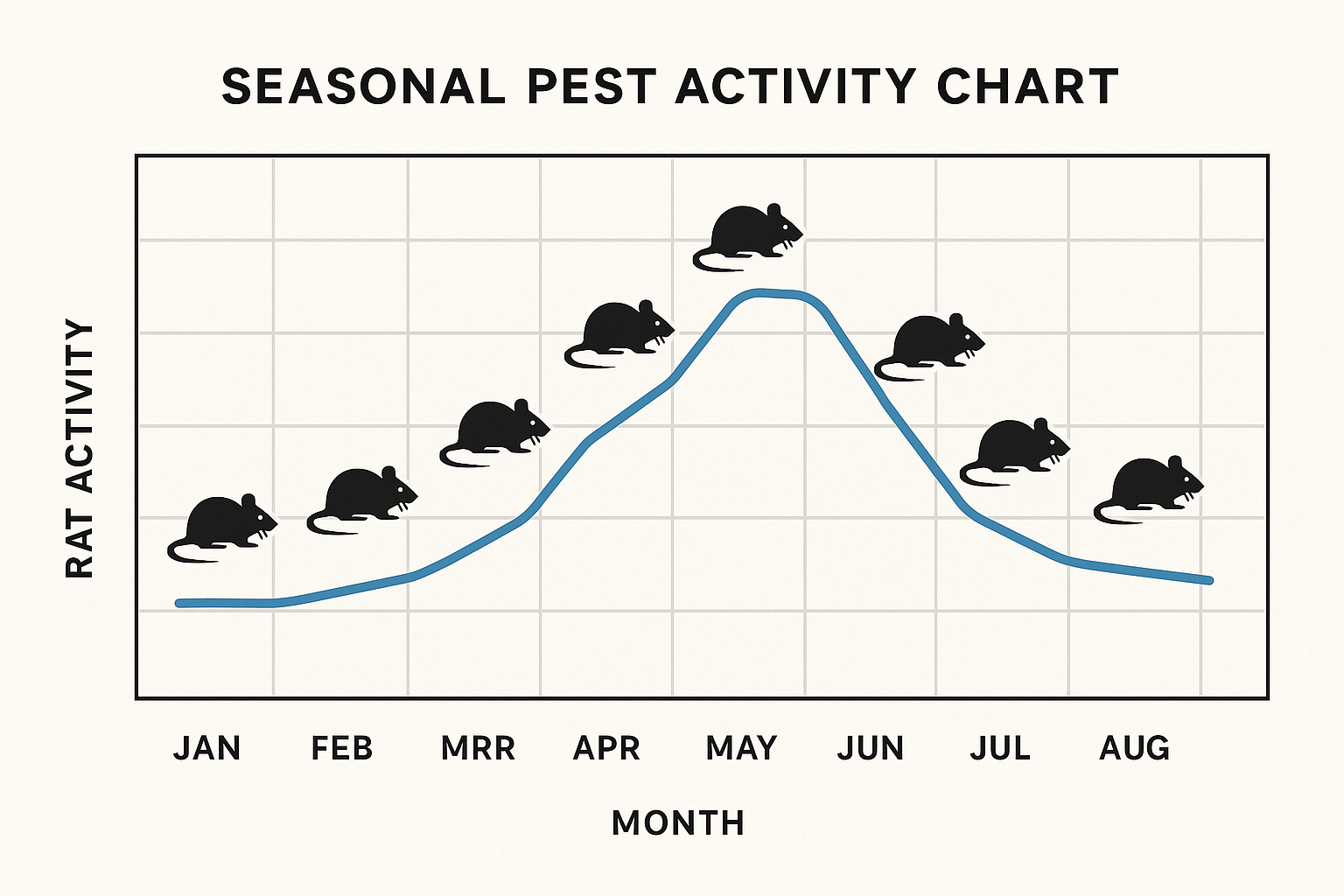 Monthly rat activity chart for Peachtree City, Georgia