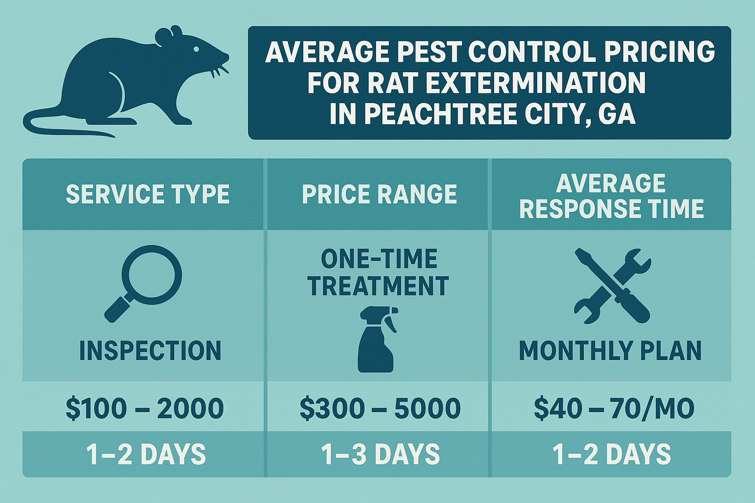Average cost breakdown for rat control services in Peachtree City, GA