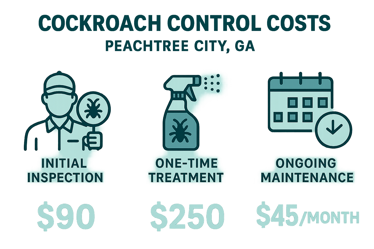 Cost breakdown for cockroach inspection and treatment in Peachtree City