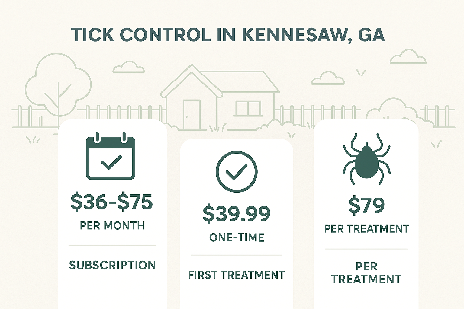 Pricing breakdown for tick control options in Kennesaw, GA