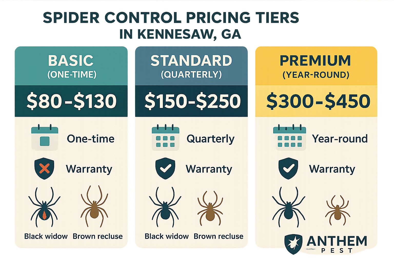 Anthem spider control pricing tiers infographic