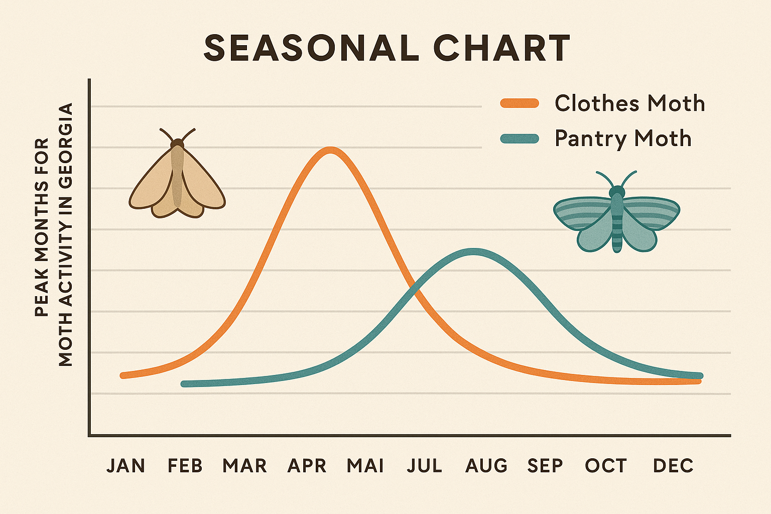 Seasonal activity chart for moths in Georgia