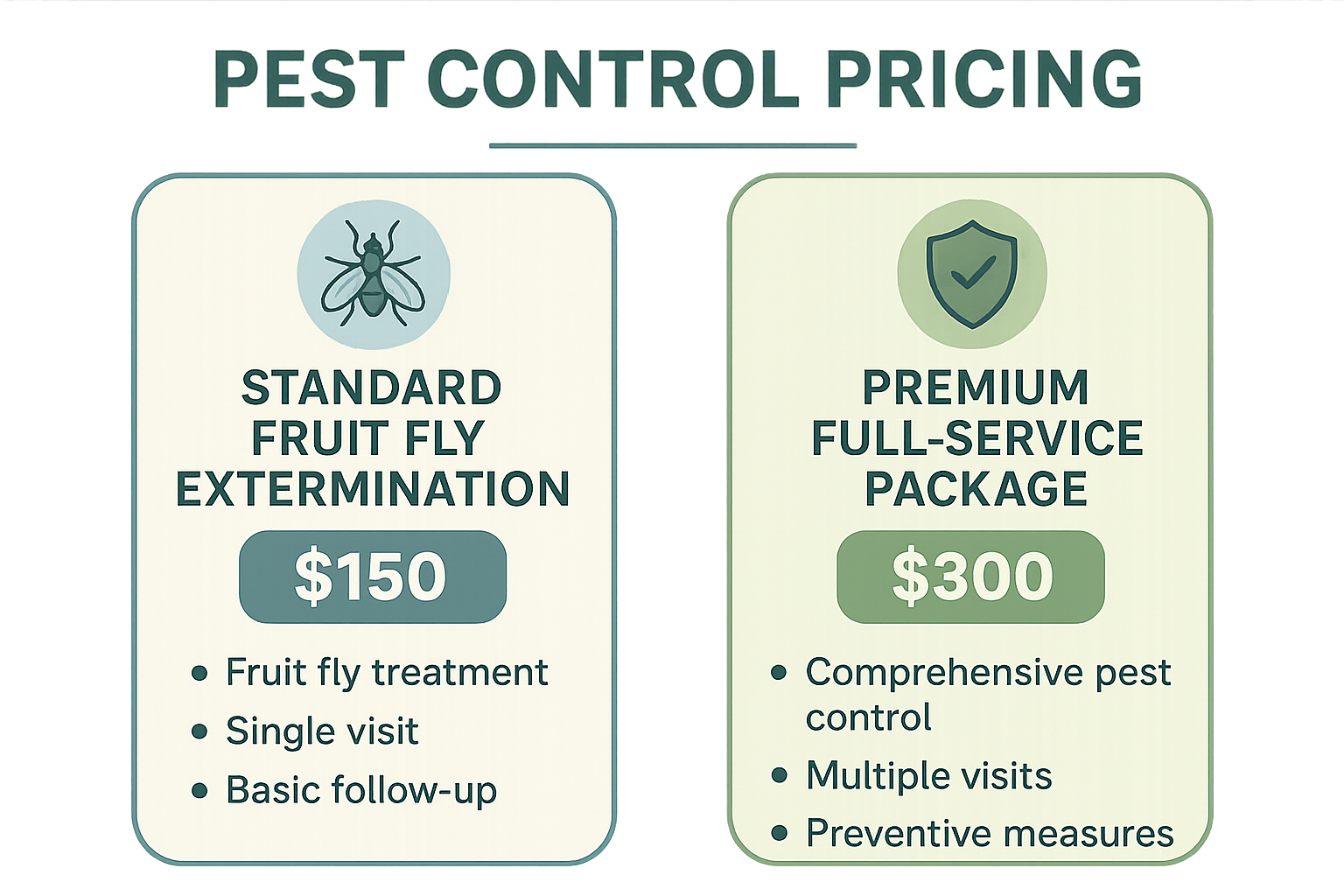Comparison of standard and premium fruit fly extermination packages