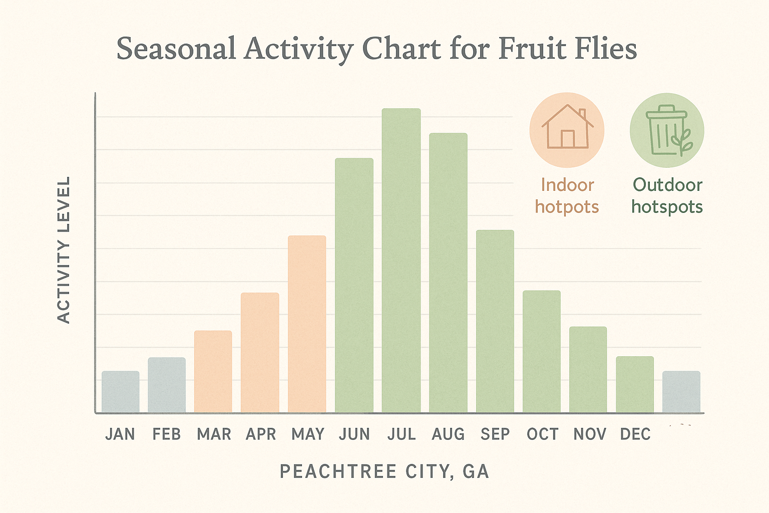 Seasonal fruit fly activity chart for Peachtree City
