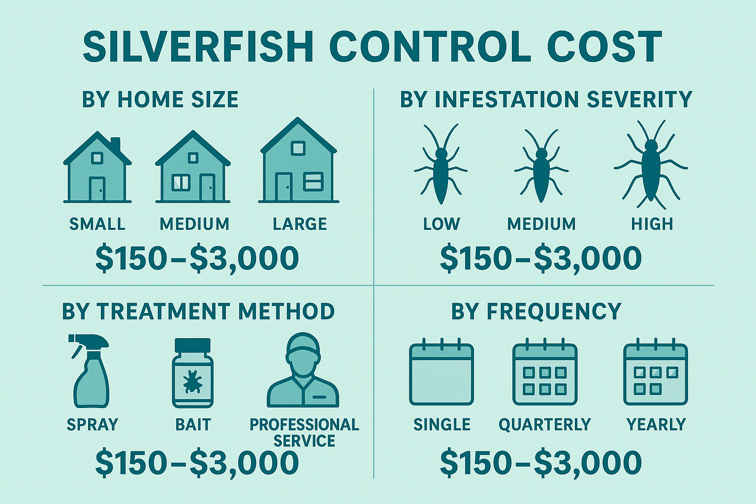Silverfish control cost breakdown infographic