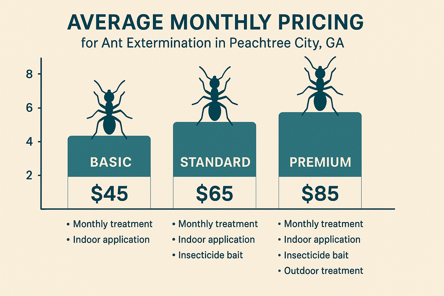 Ant extermination pricing tiers comparison chart