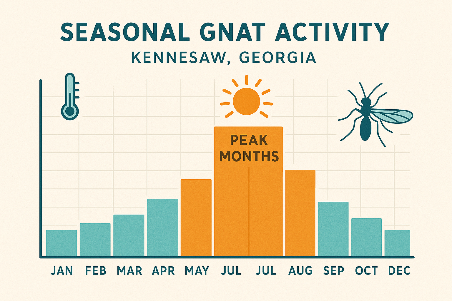 Seasonal gnat activity chart for Kennesaw, GA