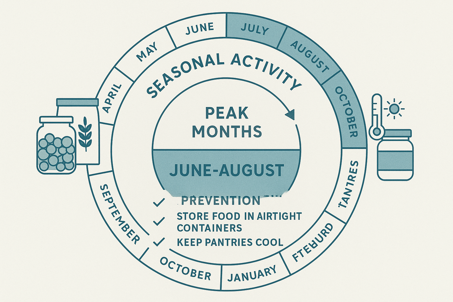 Circular calendar showing Indian meal moth activity by season