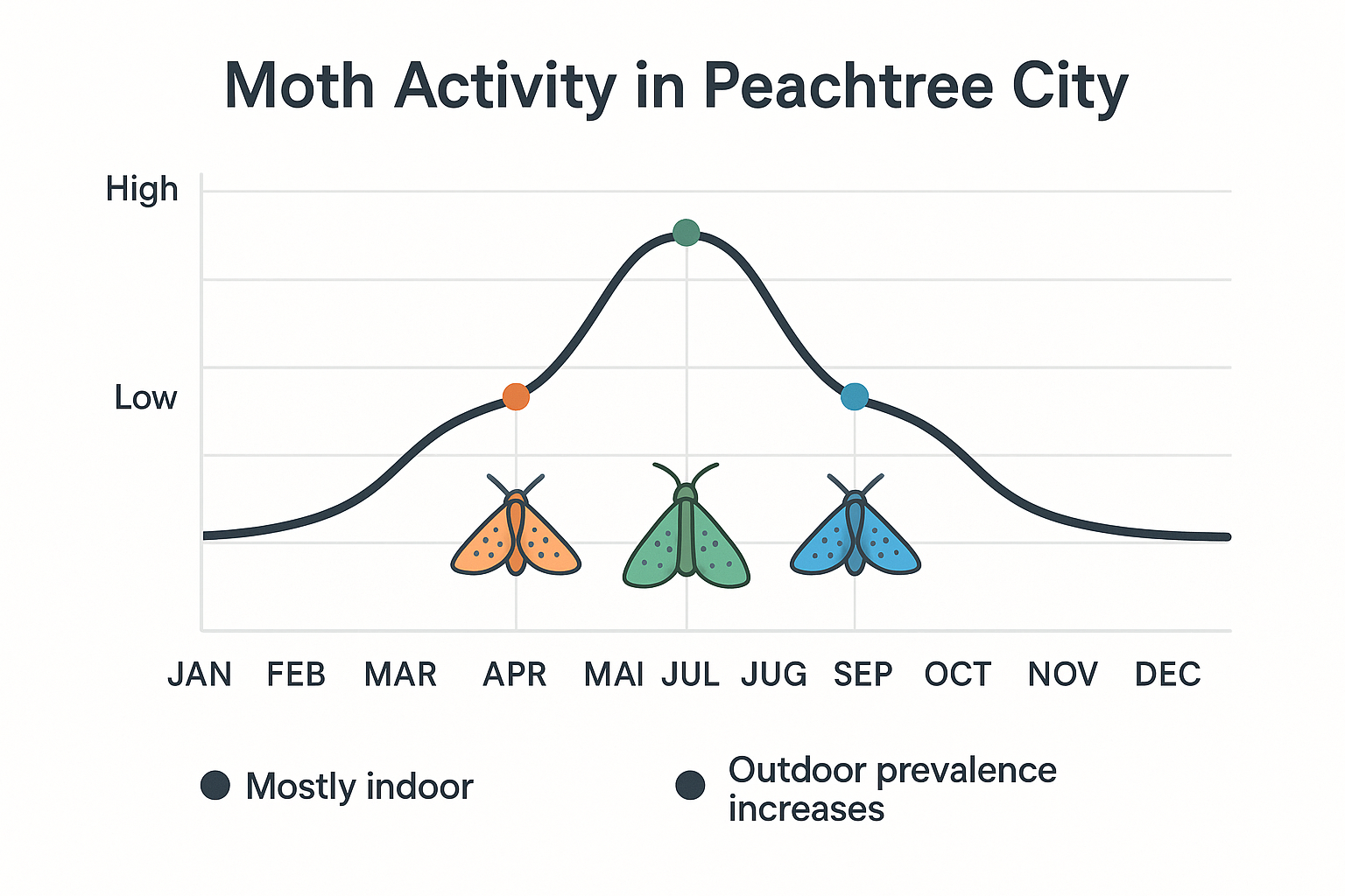 Monthly moth activity chart for Peachtree City, GA