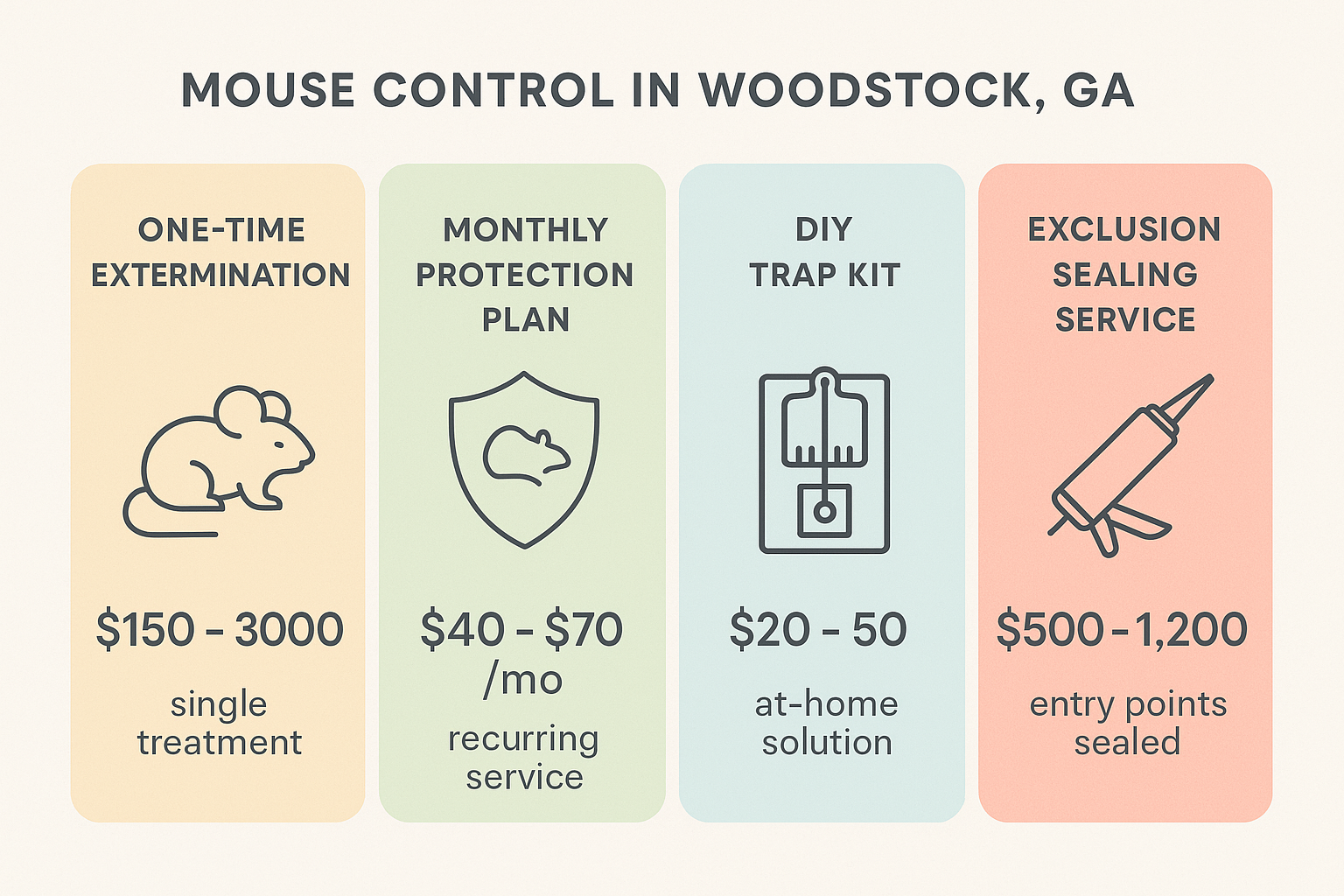 Pricing comparison chart for mouse control solutions in Woodstock, GA